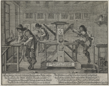 Abraham Bosse's 1645 rolling press gravure