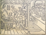 Danse Macabre printing press drawing