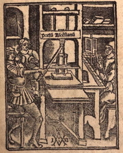 Josse Bade Ascensius 1506 printing press drawing