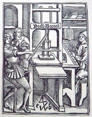 Theodoricus de Borne 1520 printing press drawing